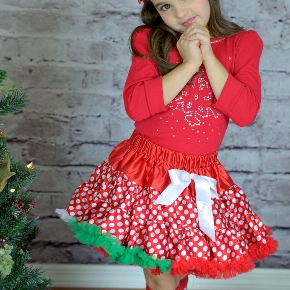 Christmas Tutu Skirts For Toddler Girls Red Green White Polka Dot Brand New
